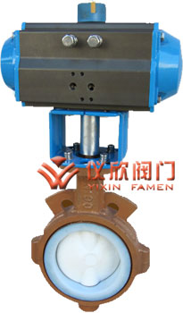 氣動(dòng)對夾式襯氟蝶閥